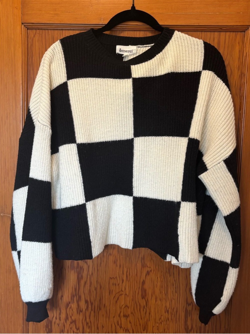 &merci Black & Cream Checkerboard Sweater – Size M